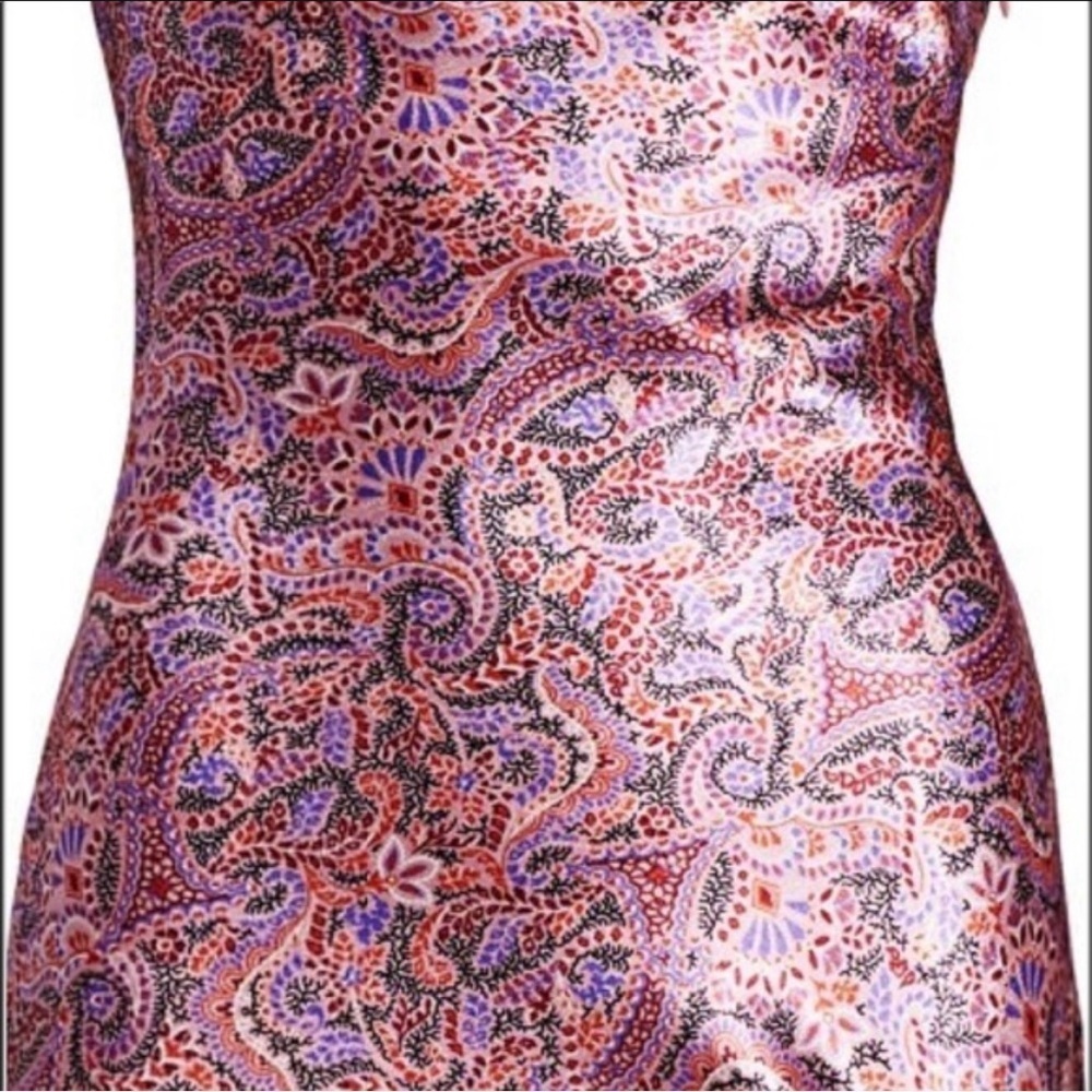 Cinq a Sept Pink Ryder Paisley Print Silk Mini Cocktail Slip Dress Size 4 - Picture 3 of 16